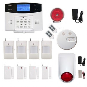 LCD Wirless GSM/PSTN Home House Office Security Burglar Intruder Alarm System Smoke Alarm System  